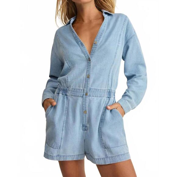 Z SUPPLY Pants - NEW Z SUPPLY sully twill romper in lake blue
